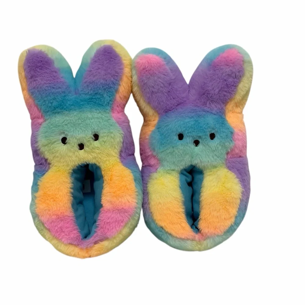 Peeps Bunny Rainbow Easter Slippers - Brand New - Little Girl 1